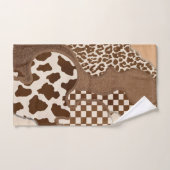 Checkered Brown Wavy Mocha Aesthetic Cow Print Cut (Serviette à main)