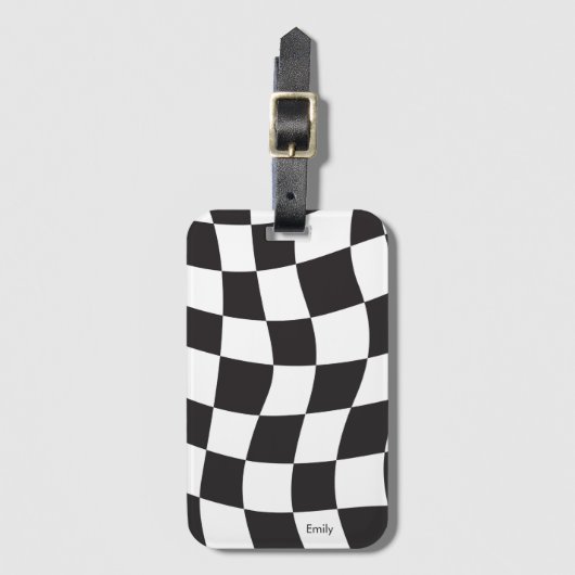 Checkered Custom Name Bagagelabel (Voorkant (verticaal))