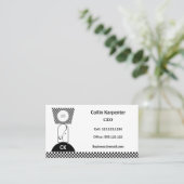 Checkered & Geometric Black White Shapes Visitekaartje (Staand voorkant)