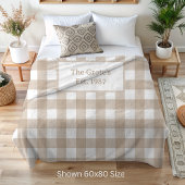 Checkered Neutral Beige Sherpa Blanket Family Name Sherpa Deken