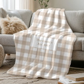 Checkered Neutral Beige Sherpa Blanket Family Name Sherpa Deken