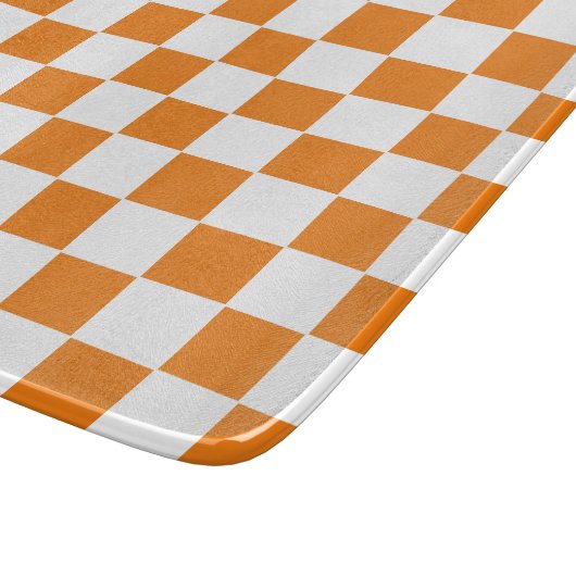 Checkered Orange and White Snijplank (Hoek)