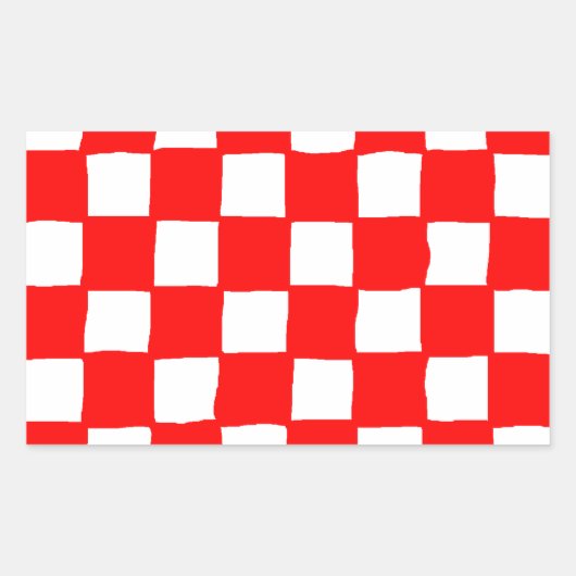 checkered pattern (red) rechthoekige sticker (Voorkant)