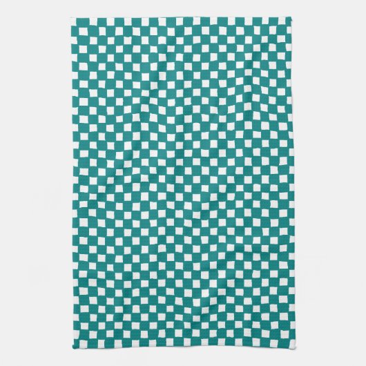 checkered pattern (teal) theedoek (Verticaal)