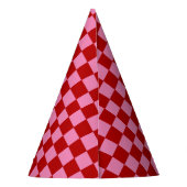 Checkered Red and Hot Pink Feesthoedjes (Achterkant)