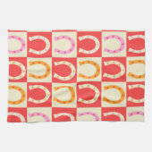 Checkered Retro Horseshoe in Orange red and Pink  Theedoek (Horizontaal)