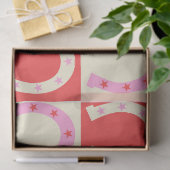 Checkered Retro Horseshoe in Orange red and Pink  Tissuepapier (Geschenk)