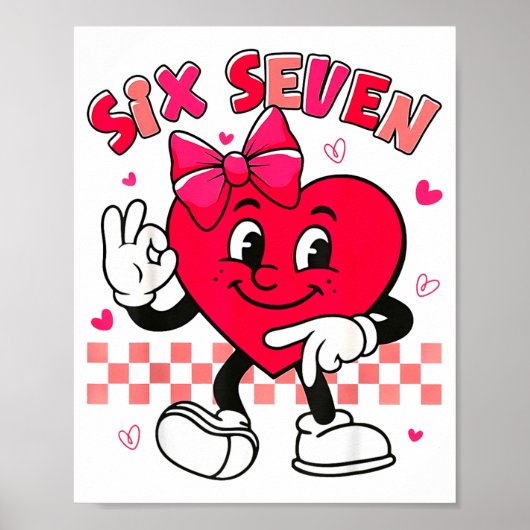 Checkered Six Seven Cool Hearts 67 Valentines Day  Poster (Voorkant)