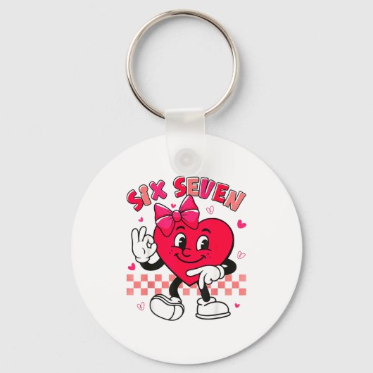 Checkered Six Seven Cool Hearts 67 Valentines Day Sleutelhanger (Voorkant)