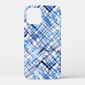 checkered, tartan, plaid, classic, blue, white iPhone 12 mini hoesje