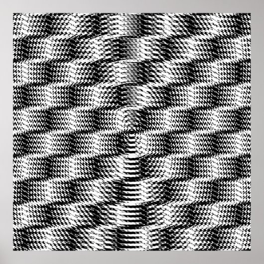 Checkered Wave Distortion BW Poster (Voorkant)