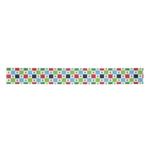 Checkers kerstboom patroon - rood, groen, blauw lint (Voorkant)