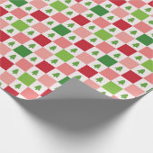 Checkers kerstboom patroon - rood, roze, groen cadeaupapier (Hoek)