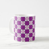 Checkers Paarse vierkante diamantcheckers Koffiemok (Voorkant links)
