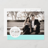 Checkers + Stippen- Aangepaste datum opslaan - Bla Aankondigingskaart (Voorkant / Achterkant)