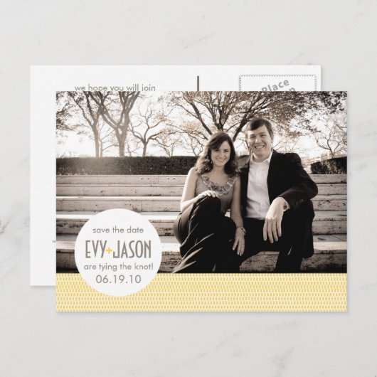 Checkers + Stippen- Aangepaste Save the Date - Can Aankondigingskaart (Voorkant / Achterkant)