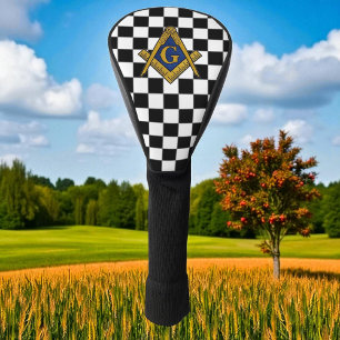 Checkers vrijmetselaars plein en kompas golfheadcover