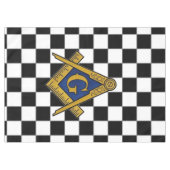 Checkers vrijmetselaars plein en kompas tafelkleed (Voorkant (Horizontaal))