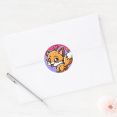 Checkie Cute Kawaii Chibi Fox Ronde Sticker (Envelop)