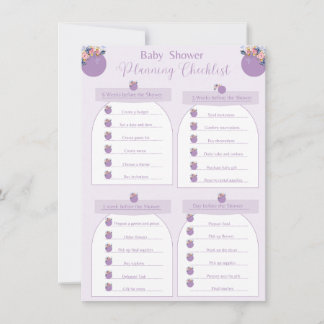 Checklist Baby shower Paarse-meisjesventilator Kaart