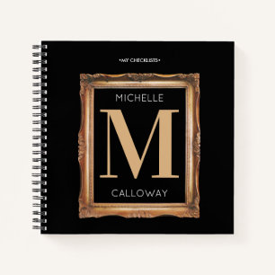 Checklist Chic Black & Gold Monogram Notitieboek