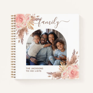 checklist foto's met roze bloemen notitieboek