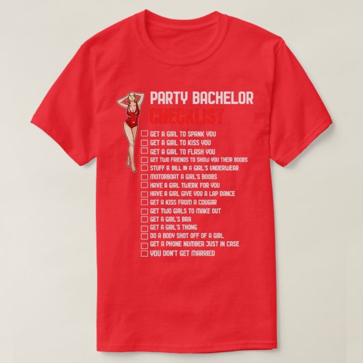 Checklist voor Bachelor Party T-shirt (Design voorkant)