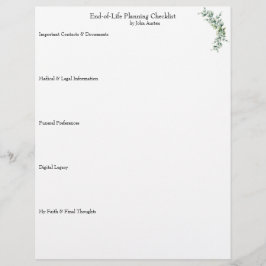 Checklist voor levenseindeplanning briefhoofd
