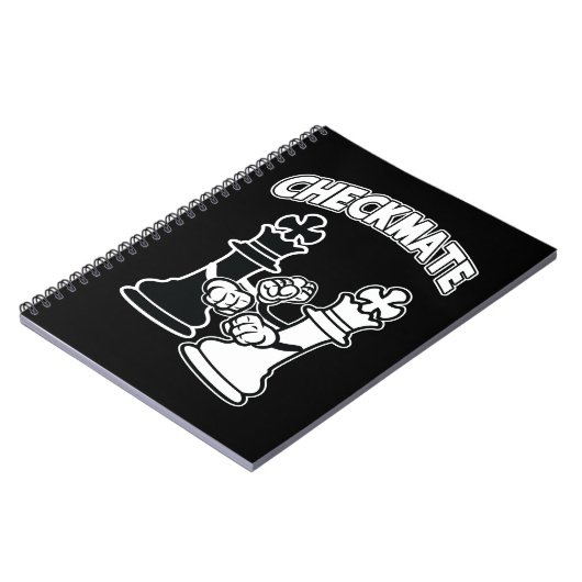 Checkmate Chess Tournament Art Black and White Notitieboek (Linkerzijde)