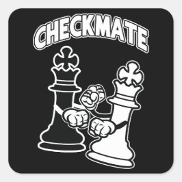 Checkmate Chess Tournament Art Black and White Vierkante Sticker
