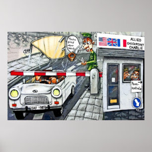 Checkpoint Charlie, Berlijn, Cartoon (groot) Poster