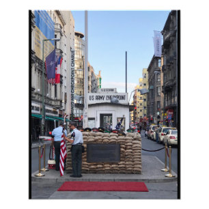 Checkpoint Charlie Berlin Kleurversie Foto Afdruk