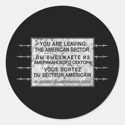 Checkpoint Charlie Cold War Berlin Wall Oost-Germa Ronde Sticker (Voorkant)