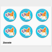 Cheddar de Corgi met zonnebril Ronde Sticker (Vel)