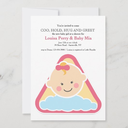 Cheeks doux Baby Girl Douche Invitation (Devant)