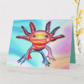 Cheeky Axolotl toutes les occasions carte de voeux (Fleur jaune)