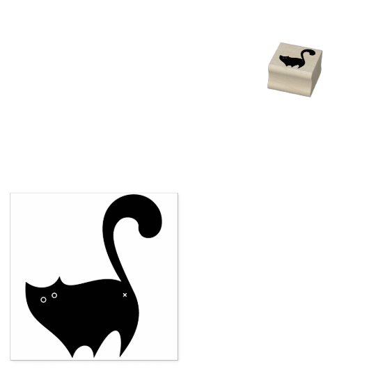 Cheeky Black Cat Butt Cartoon Rubberstempel (Gestempeld)