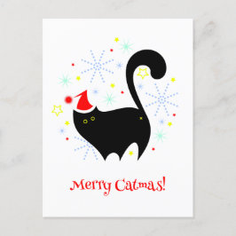 Cheeky Black Cat Butt Santa Hat Merry Catmas Briefkaart