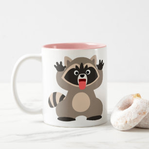 Cheeky Cartoon Raccoon Tweekleurige Koffiemok