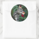 Cheeky Christmas Chipmunk Ronde Sticker (Tas)