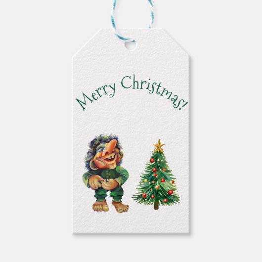 Cheeky Christmas Troll en Tree Delight Cadeaulabel (Voorkant)