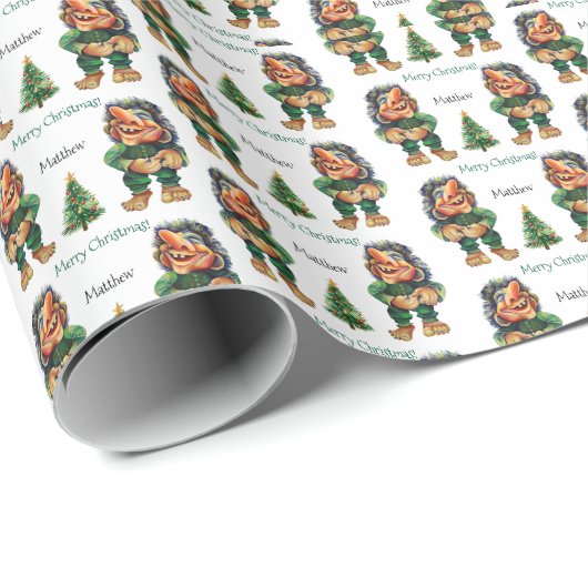 Cheeky Christmas Troll en Tree Delight Cadeaupapier (Rol Hoek)