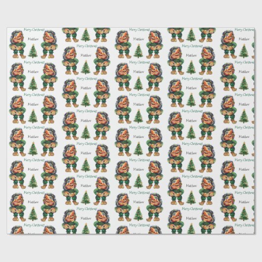 Cheeky Christmas Troll en Tree Delight Cadeaupapier (Vlak)