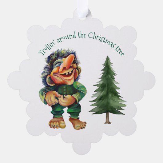 Cheeky Christmas Troll en Tree Delight Ornament Kaart (Achterkant)