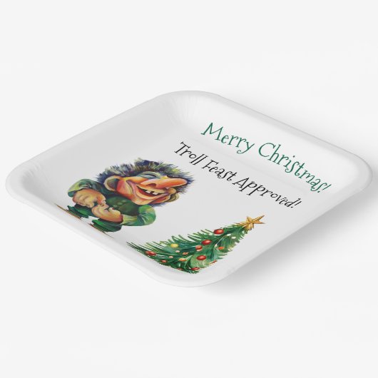 Cheeky Christmas Troll en Tree Delight Papieren Bordje (Gebogen)
