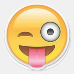 Cheeky emoji wink ronde sticker