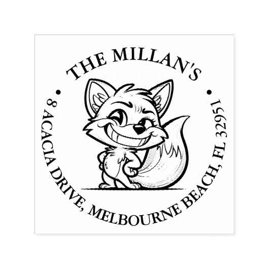 Cheeky fox thema zelfinktende stempel (Design)