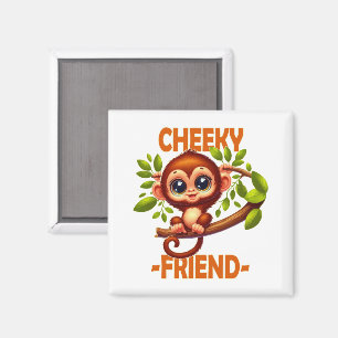 Cheeky Friend Pun Schattigee Baby Monkey op cartoo Magneet