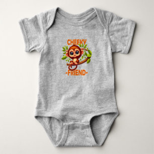 Cheeky Friend Pun Schattigee Baby Monkey op cartoo Romper