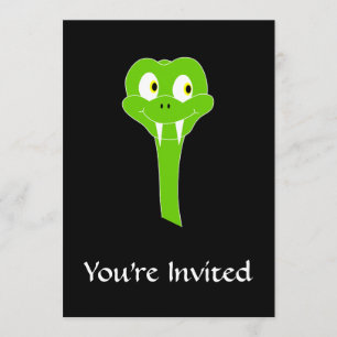 Cheeky Green Snake Cartoon op Black Kaart